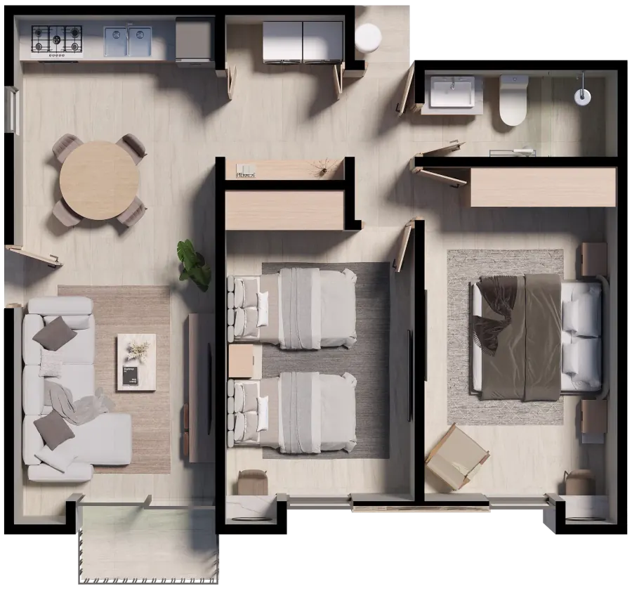 Plano Modelo B — Departamentos del Bosque, Torreón